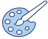 Learn how to prepare files for printing. Icon representing file preparation for printing with a paint palette.